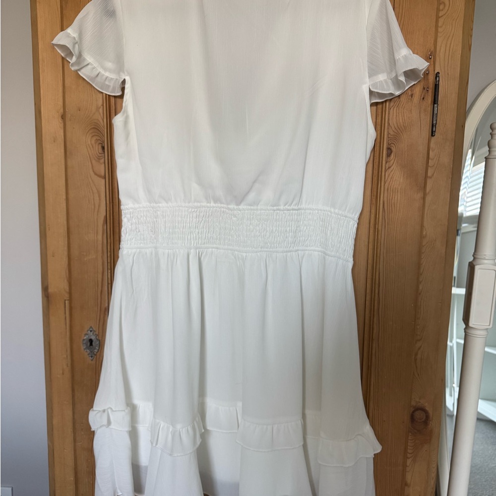 White Ruffle Sleeve Dress - Picture 2 of 3